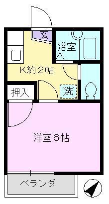 リバティハイツ(1K/2階)の間取り写真