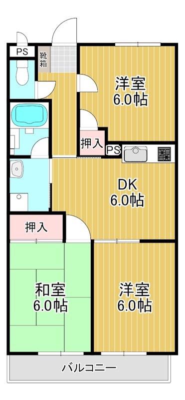 サープラス西川(3DK/2階)の間取り写真