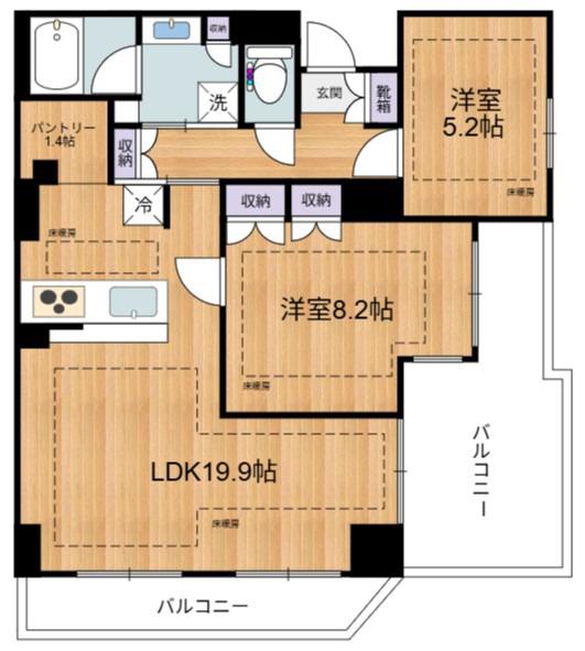 EVERGREEN(2LDK/2階)の間取り写真