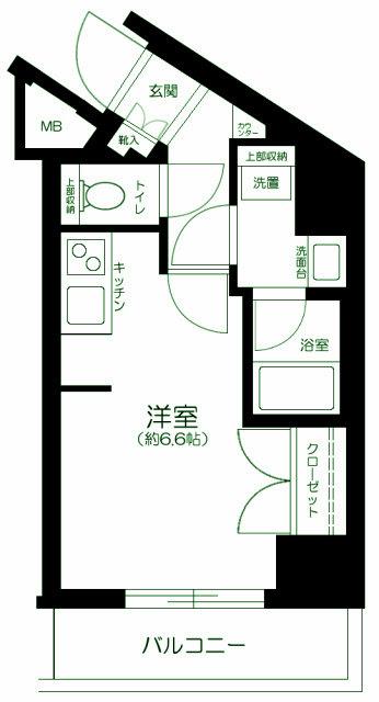 プレミアムキューブ北品川(ワンルーム/2階)の間取り写真