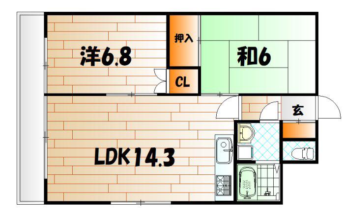 エクセレントハウス大興(2LDK/5階)の間取り写真