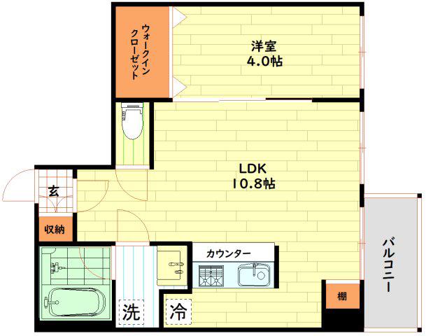 ブエナビスタ阿波座タワー(1LDK/11階)の間取り写真
