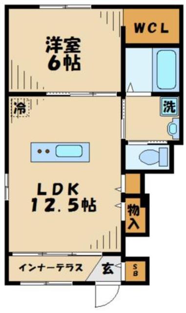オークテラス(1LDK/1階)の間取り写真