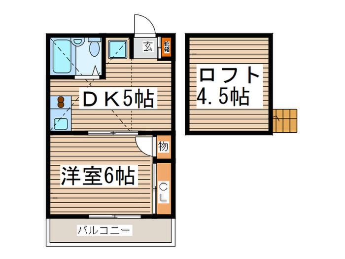 APPLEHOUSEソレイユ(1DK/2階)の間取り写真