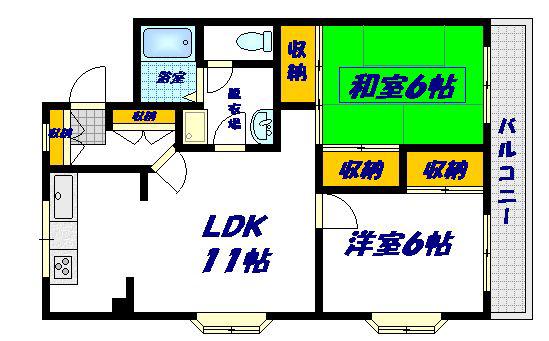 松浦ビル(2LDK/4階)の間取り写真