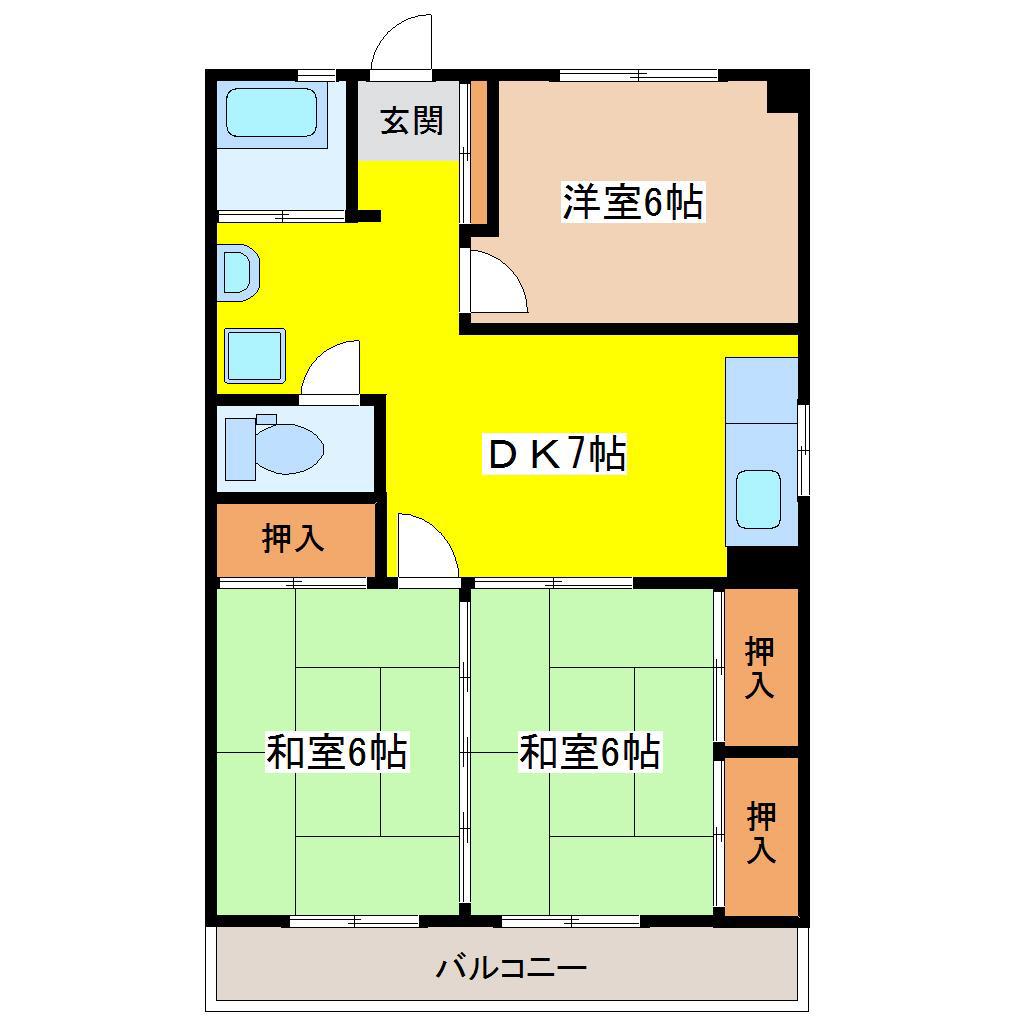 第2パークビラ(3DK/2階)の間取り写真