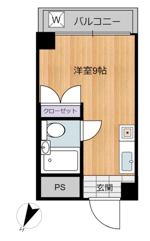 アジュール吉浜(ワンルーム/1階)の間取り写真