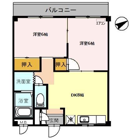 コーポK-1(2DK/2階)の間取り写真
