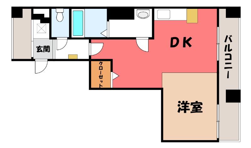 グリーンピア高崎(1DK/5階)の間取り写真