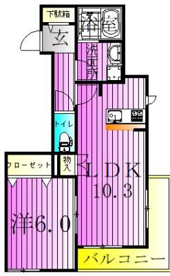 SEEDS GARDEN(1LDK/2階)の間取り写真