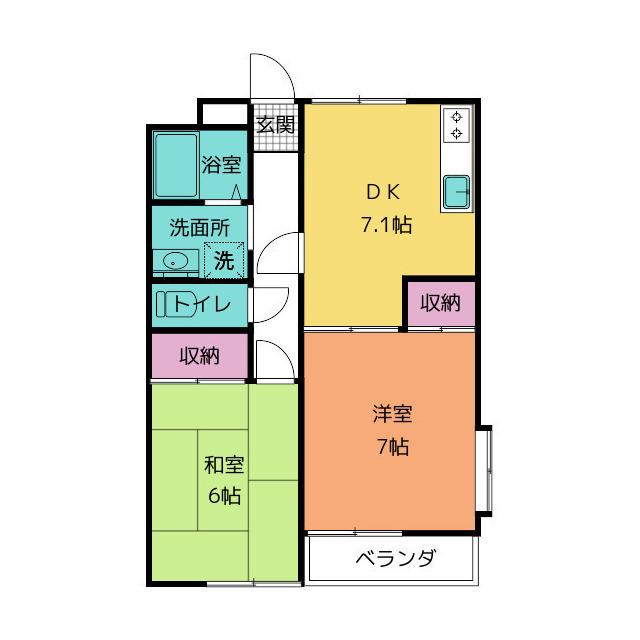 第一須走ハイツ(2DK/1階)の間取り写真