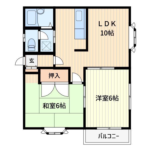 平成ハイツ(2LDK/1階)の間取り写真