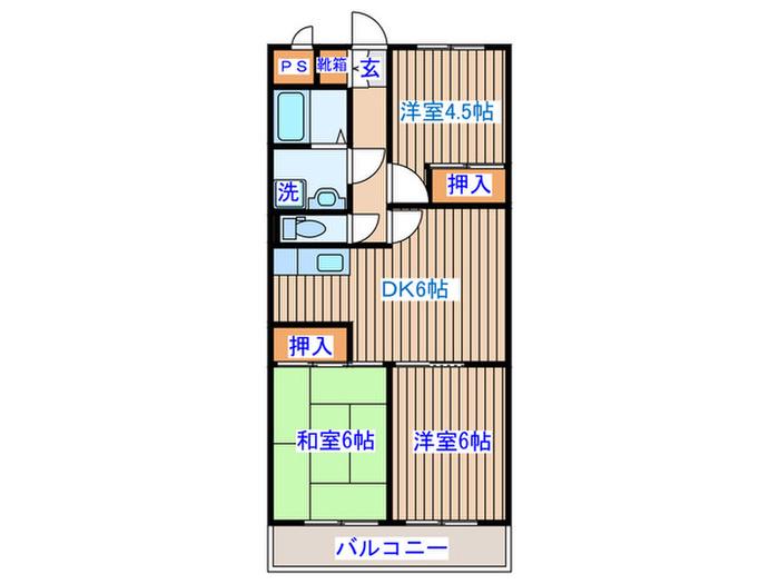 ウイングスI(3DK/1階)の間取り写真