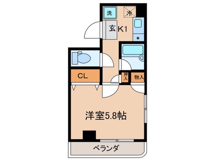 メゾンド信濃(1K/2階)の間取り写真