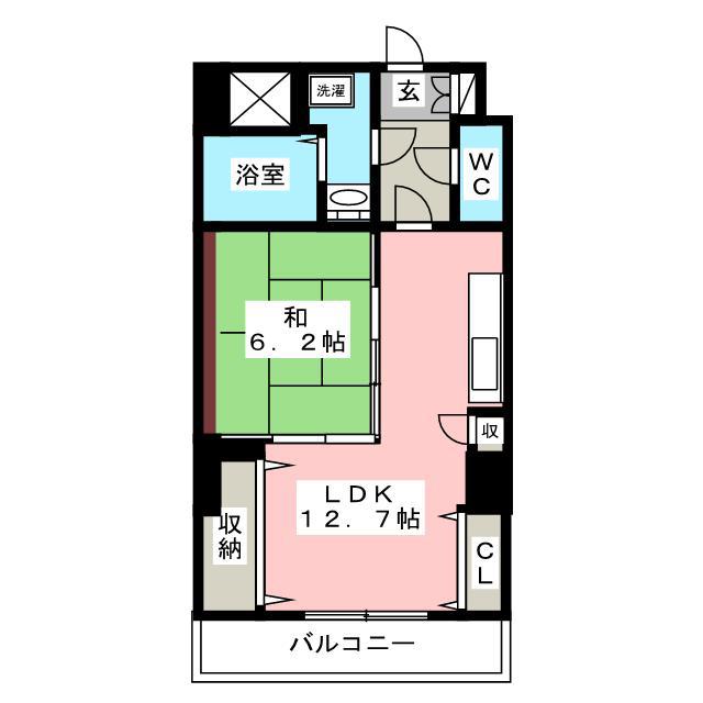 レジデンスカープ博多(1LDK/11階)の間取り写真