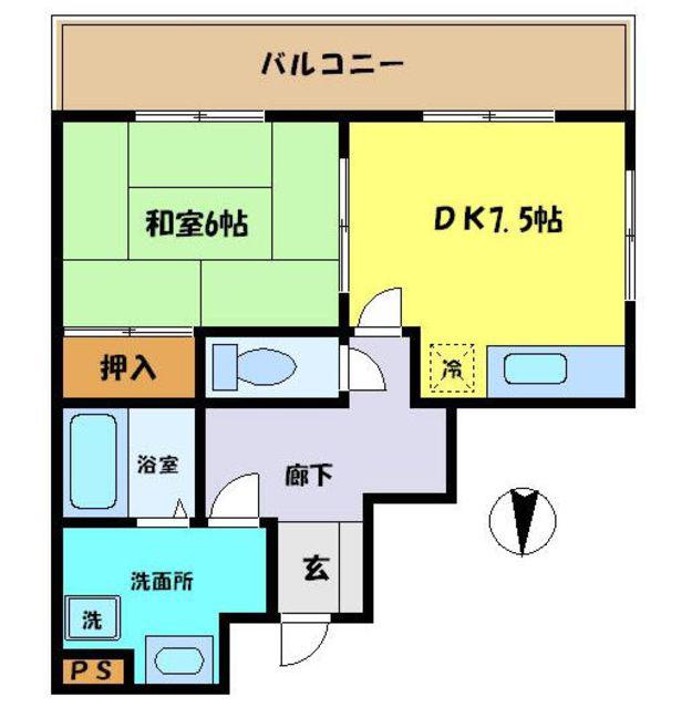 グレイストーエイ(1DK/1階)の間取り写真