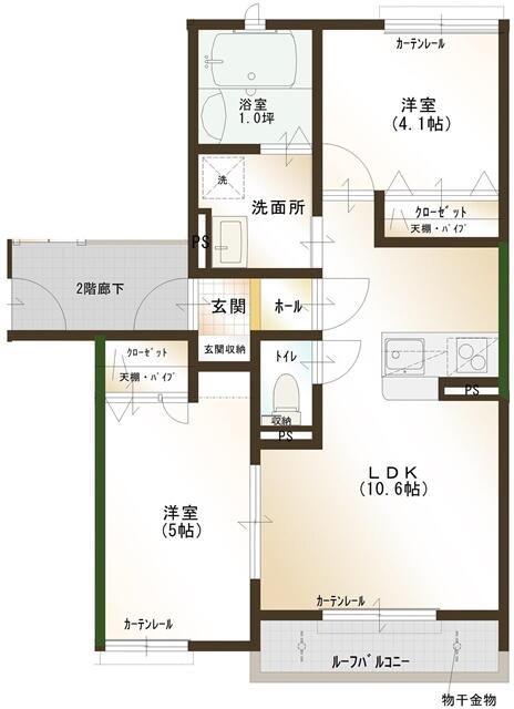 メゾン ド ル シエル(2LDK/2階)の間取り写真