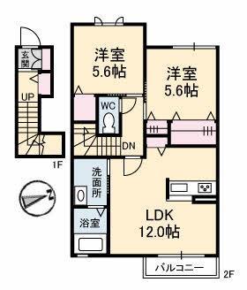 エマーブル・ケイ(2LDK/2階)の間取り写真