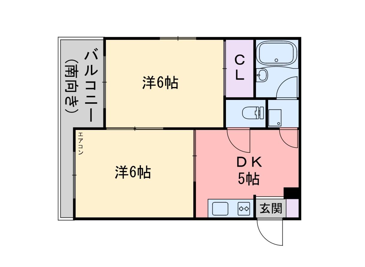 ローズマンション(2DK/4階)の間取り写真