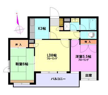 秋桜ハウス川口(2LDK/1階)の間取り写真