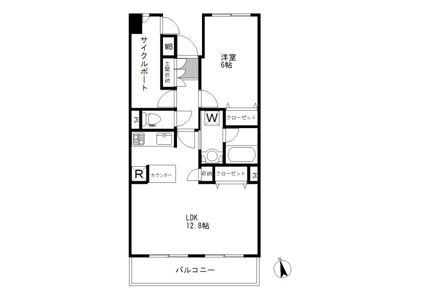 ルモンド恵比寿(1LDK/2階)の間取り写真