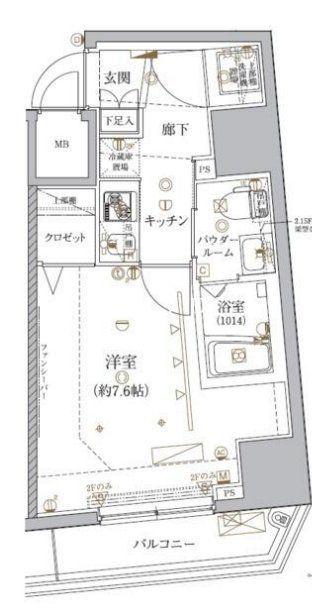 クレイシア文京春日(1K/4階)の間取り写真