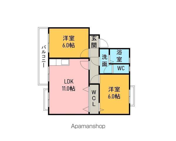 グリーンガーデン稲場A棟(2LDK/2階)の間取り写真