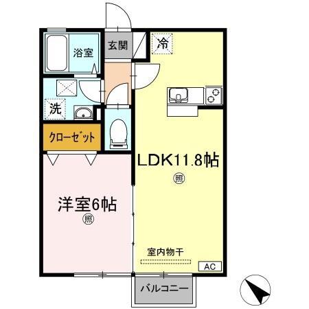 GENESIS(1LDK/1階)の間取り写真