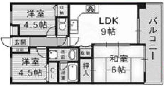 リビーナ東なにわ(3DK/1階)の間取り写真