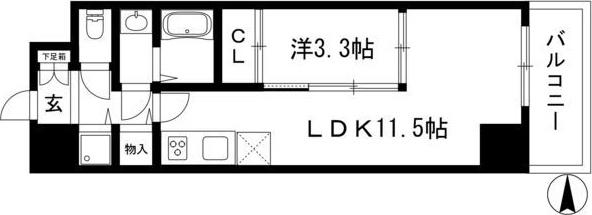 APHRODITE(1LDK/9階)の間取り写真
