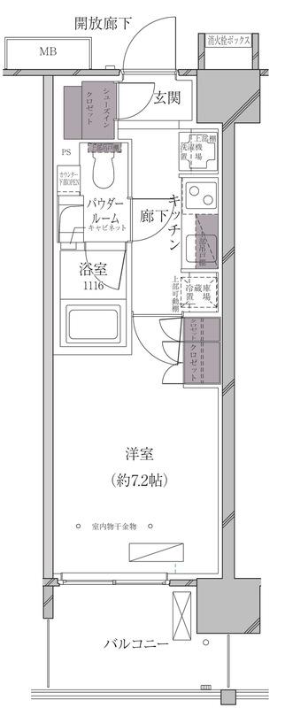 A-STANDARD芝浦(1K/8階)の間取り写真