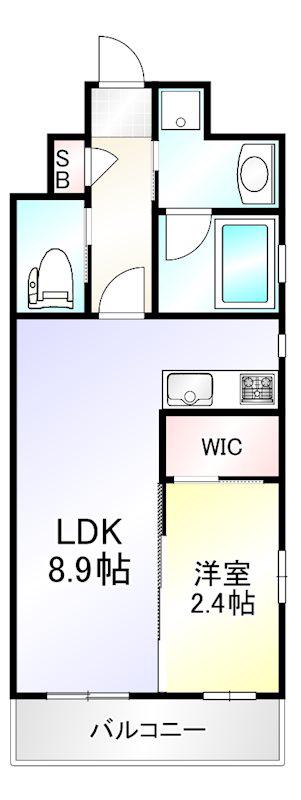 YSP城野(1LDK/9階)の間取り写真