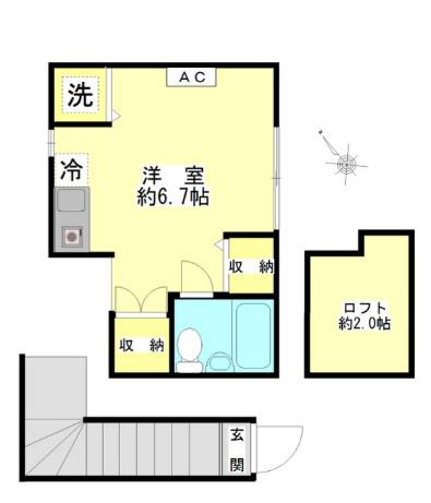 マイハウス世田谷(ワンルーム/2階)の間取り写真