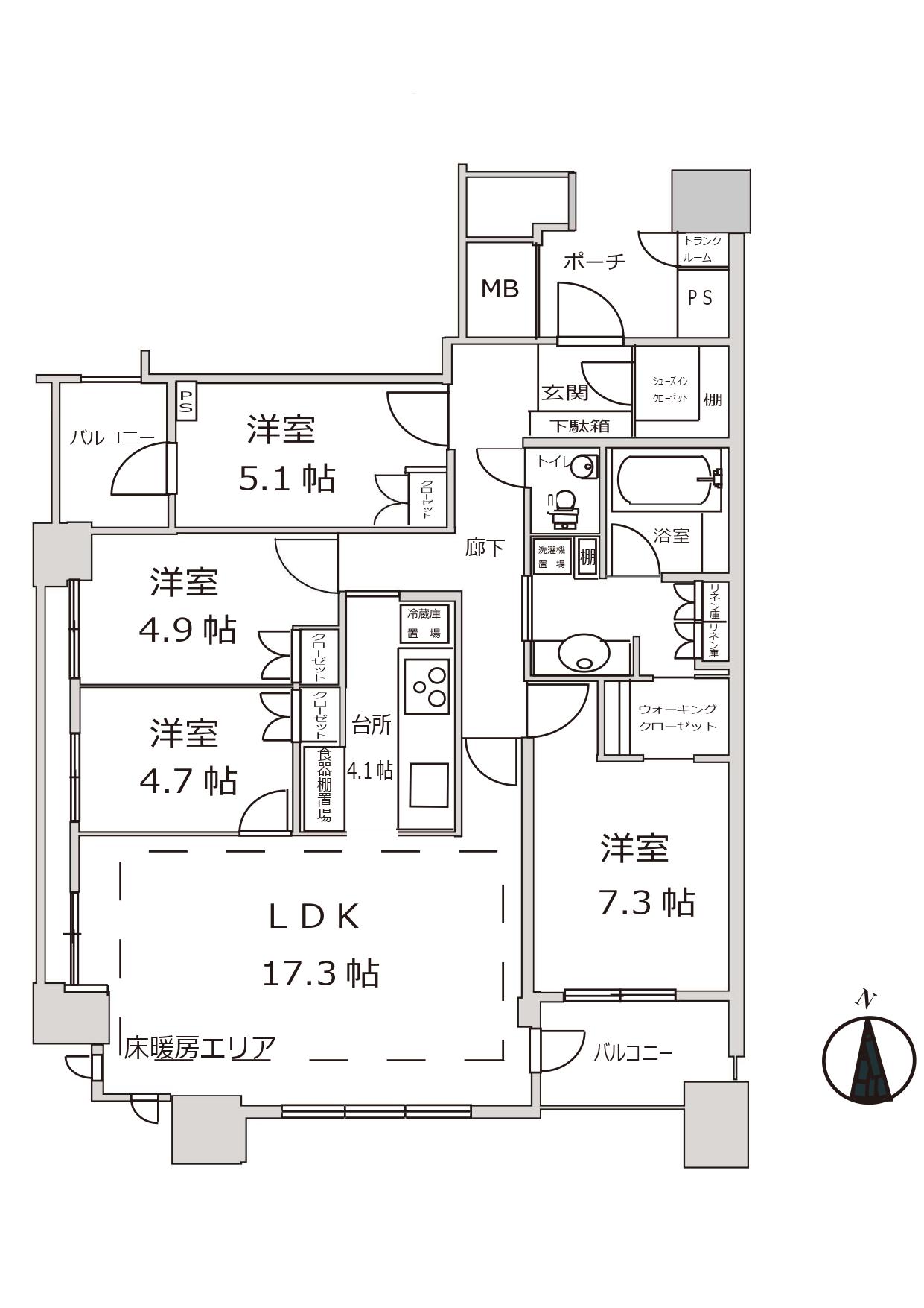 大森プロストシティレジデンス(4LDK/5階)の間取り写真