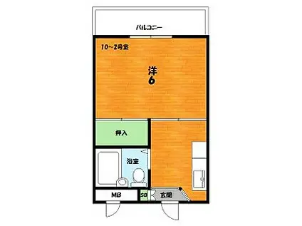 フロンティア長尾II(1K/3階)の間取り写真