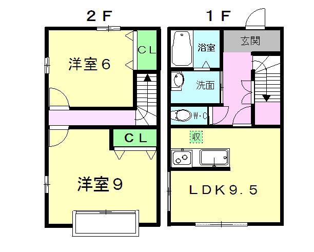 オリオン光の森(2LDK/1階)の間取り写真