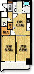 サンセリテ内山(2DK/2階)の間取り写真