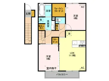 グランテラス高井(2LDK/2階)の間取り写真