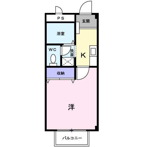 メゾンハッピーI(1K/2階)の間取り写真