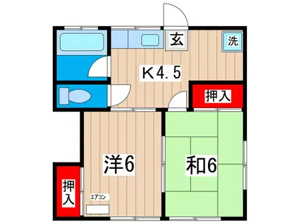 YSフラッツ A棟(2K/2階)の間取り写真