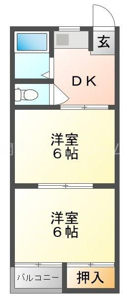 秀和第1ハイツ(2DK/4階)の間取り写真