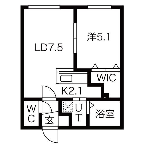 ビバーチェ南郷(1LDK/3階)の間取り写真