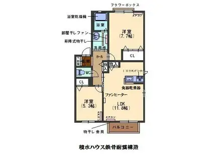 サンコテージA棟(2LDK/2階)の間取り写真