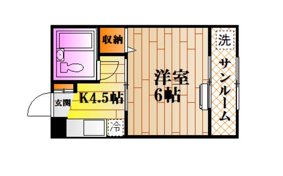 MNビル(1K/4階)の間取り写真