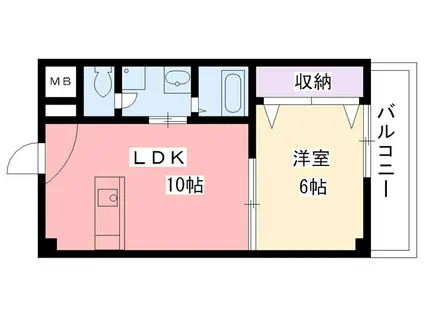 ハイツワカタケ(1LDK/3階)の間取り写真