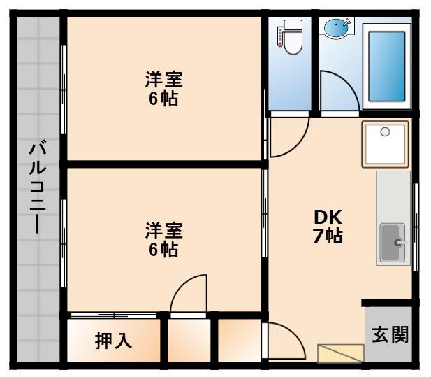 メゾンシェーネ(2DK/2階)の間取り写真