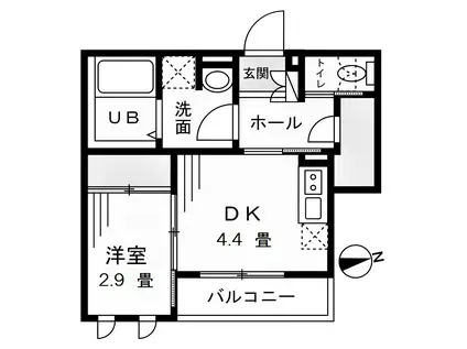 大岡山テラス(1DK/1階)の間取り写真