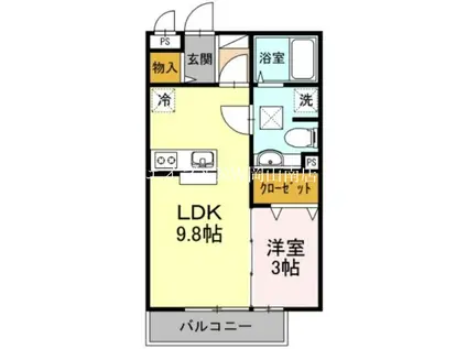 COMODO GIONE A棟(1LDK/3階)の間取り写真