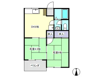 清風ハイツA棟(2DK/2階)の間取り写真