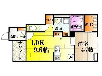 ヴェリテアムールII(1LDK/1階)の間取り写真